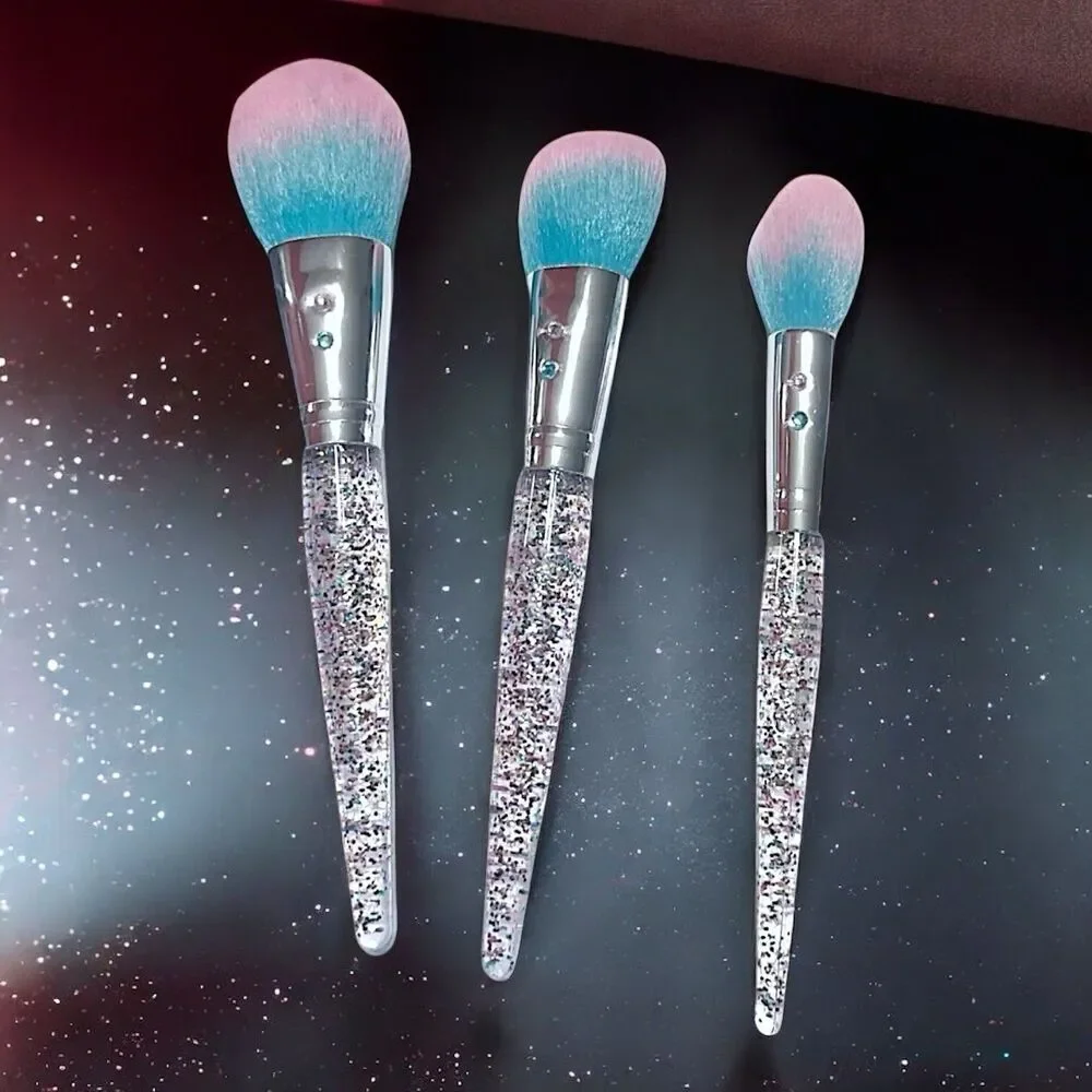 Slmissglam Glitter Face Trio 3pc Makeup Brush Set Brand New In Package MSRP $45